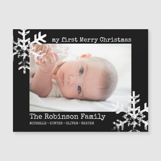 Zwarte Baby eerste kerstfoto Snowflakes (Voorkant)