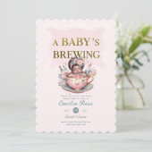 Zwarte Baby Girl is het Thee Feestje Borrelende Bl Kaart (Staand voorkant)