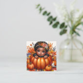Zwarte Baby Meisje in Pumpkin Herfst-thema Informatiekaartje (Staand voorkant)