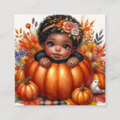 Zwarte Baby Meisje in Pumpkin Herfst-thema Informatiekaartje (Voorkant)