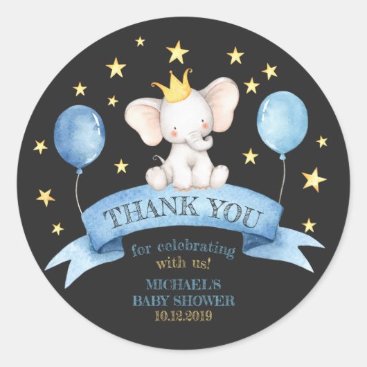 zwarte baby olifant ronde sticker (Voorkant)