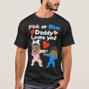 Zwarte Baby roze of blauwe papa houdt van je T-shirt