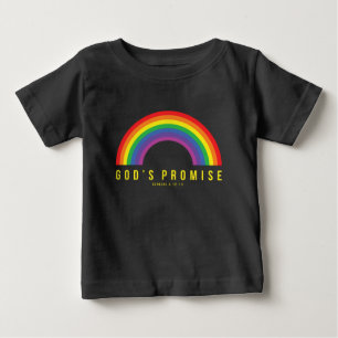 Zwarte Baby T-shirt Regenboog Gods belofte met scr