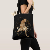 Zwarte baby van leopard safari tote bag (Dichtbij)