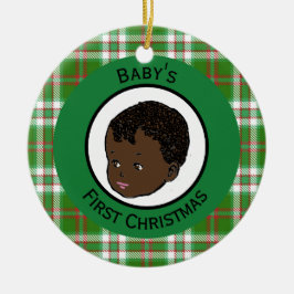  zwarte baby's eerste Kerstmis Keramisch Ornament