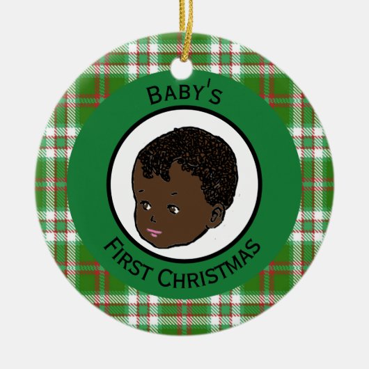  zwarte baby's eerste Kerstmis Keramisch Ornament (Voorkant)