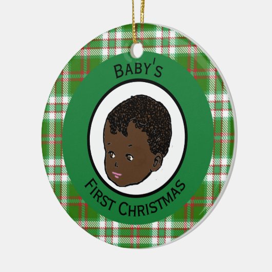  zwarte baby's eerste Kerstmis Keramisch Ornament (Links)