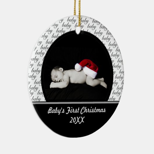 Zwarte Baby's Eerste Kerstsieraad Keramisch Ornament (Rechts)