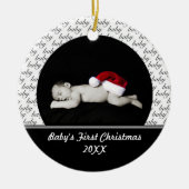 Zwarte Baby's Eerste Kerstsieraad Keramisch Ornament (Voorkant)