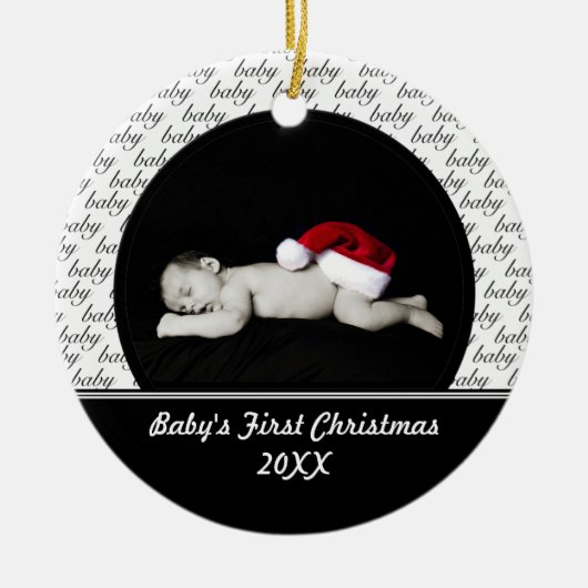 Zwarte Baby's Eerste Kerstsieraad Keramisch Ornament (Voorkant)