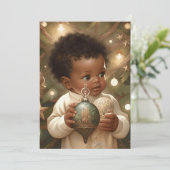 Zwarte baby's geboeide kerstblik feestdagenkaart (Staand voorkant)