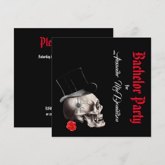 Zwarte bachelorpartij in Gothic, rock of biker Kaart (Voorkant / Achterkant)