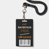 Zwarte Backstage Music Festival Access Pas VIP Badge (Voorzijde met lanyard)