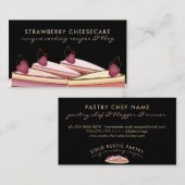 Zwarte bake Cake Sweet Strawberry Pastry Visitekaartje (Voorkant / Achterkant)