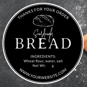 Zwarte Bakkerij Zuurdeeg Brood Dank u Sticker