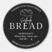 Zwarte Bakkerij Zuurdeeg Brood Dank u Sticker (Voorkant)