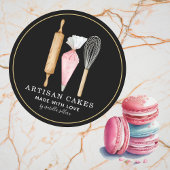 Zwarte bakkerijen gebak ronde sticker