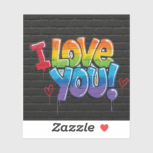 Zwarte Baksteen Graffiti Ik Hou van Jou Sticker