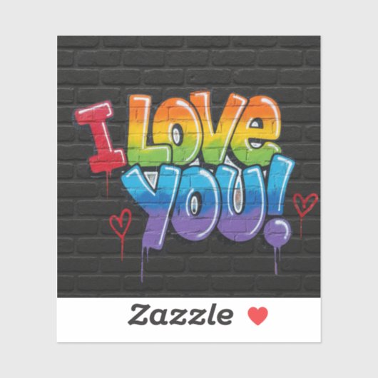 Zwarte Baksteen Graffiti Ik Hou van Jou Sticker (Vel)