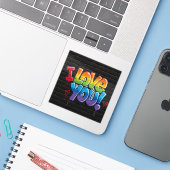 Zwarte Baksteen Graffiti Ik Hou van Jou Sticker (Laptop met iPhone)