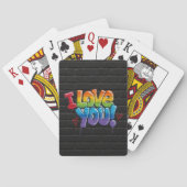 Zwarte bakstenen muur met graffiti “I Love You!” Pokerkaarten (Achterkant)