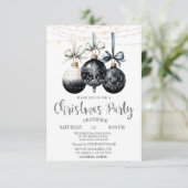 Zwarte ballen, lichten, buffel geruite kerstfeest kaart (Staand voorkant)