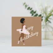 Zwarte ballerina afro ballet daner verjaardag Kaar (Staand voorkant)