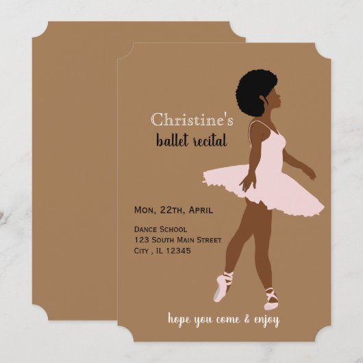 Zwarte ballerina afro haar balletuitvoering kaart (Voorkant / Achterkant)
