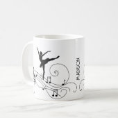 Zwarte Ballerina en Muzieknoten Koffiekoffie Mok (Voorkant links)