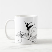 Zwarte Ballerina en Muzieknoten Koffiekoffie Mok (Links)