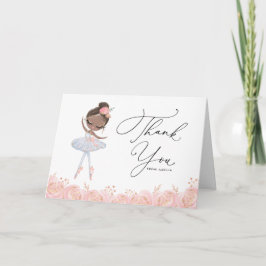 Zwarte Ballerina in de Witte Dress Floral Birthday Bedankkaart