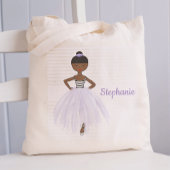 Zwarte Ballerina in Paars Tote Bag