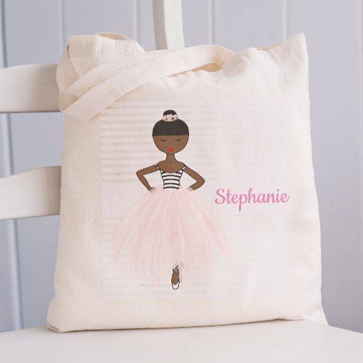 Zwarte Ballerina in Roze Tote Bag