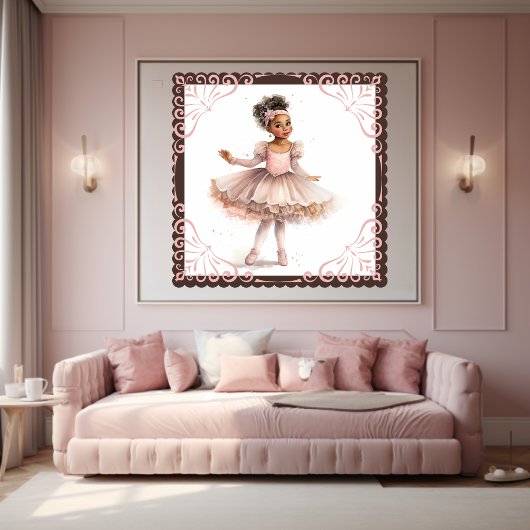 Zwarte Ballerina, Roze Tutu, Bloemen Hoofdband Poster