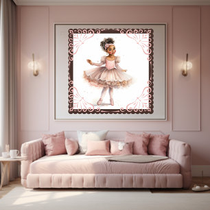 Zwarte Ballerina, Roze Tutu, Bloemen Hoofdband Poster