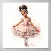 Zwarte Ballerina, Roze Tutu, Gouden Kroon Poster (Voorkant)