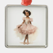 Zwarte Ballerina, Roze Tutu, Roze Hoofdband Metalen Ornament (Voorkant)