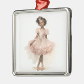 Zwarte Ballerina, Roze Tutu, Roze Hoofdband Metalen Ornament (Links)