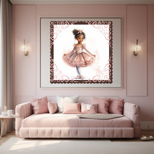 Zwarte Ballerina, Roze Tutu, Roze Ivy Barrette Poster