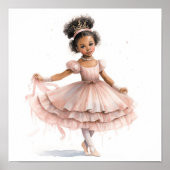 Zwarte Ballerina, Roze Tutu, Roze Kroon Poster (Voorkant)