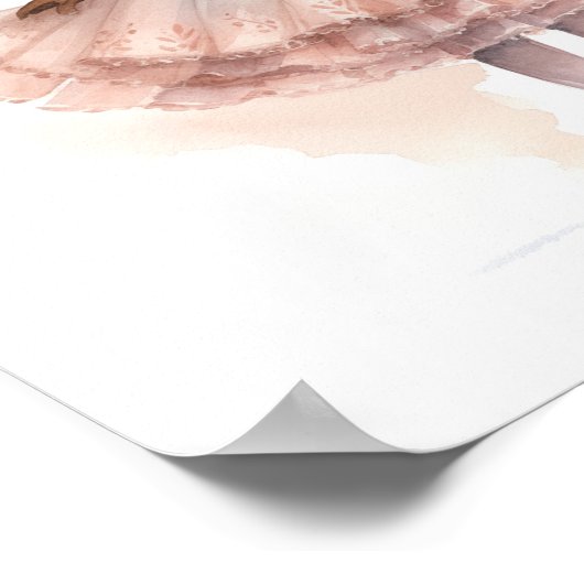 Zwarte Ballerina, Roze Tutu, Roze Lint Ponytails Poster (Hoek)