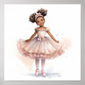Zwarte Ballerina, Roze Tutu, Roze Lint Ponytails Poster (Voorkant)