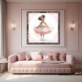 Zwarte Ballerina, Roze Tutu, Roze Lint Ponytails Poster