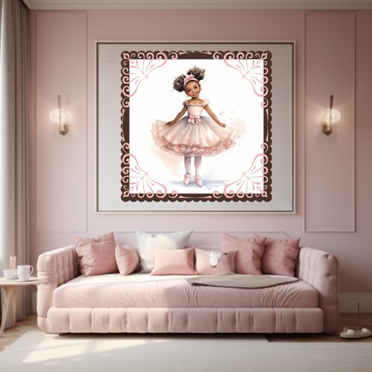Zwarte Ballerina, Roze Tutu, Roze Lint Ponytails Poster