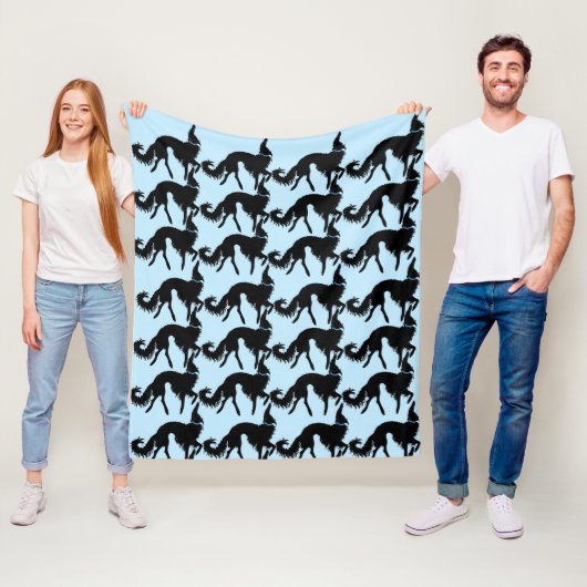 Zwarte Ballet Borzoi Print Pluche Fleece Deken (In situ)