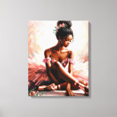Zwarte balletdanser in roze tutu canvas afdruk (Voorkant)