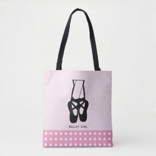 Zwarte balletdippers en een gekleurd balletmeisje tote bag