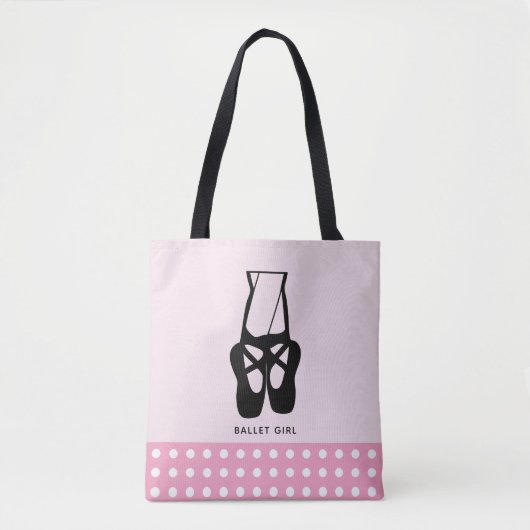 Zwarte balletdippers en een gekleurd balletmeisje tote bag (Voorkant)