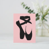 Zwarte balletpuntenschoenen briefkaart (Staand voorkant)