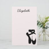 Zwarte balletpuntenschoenen briefpapier (Staand voorkant)